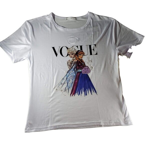 Princess Elsa and Anna Knit Blouse Disney Frozen Inspired Sleeve Tee Shirt White - Picture 1 of 13